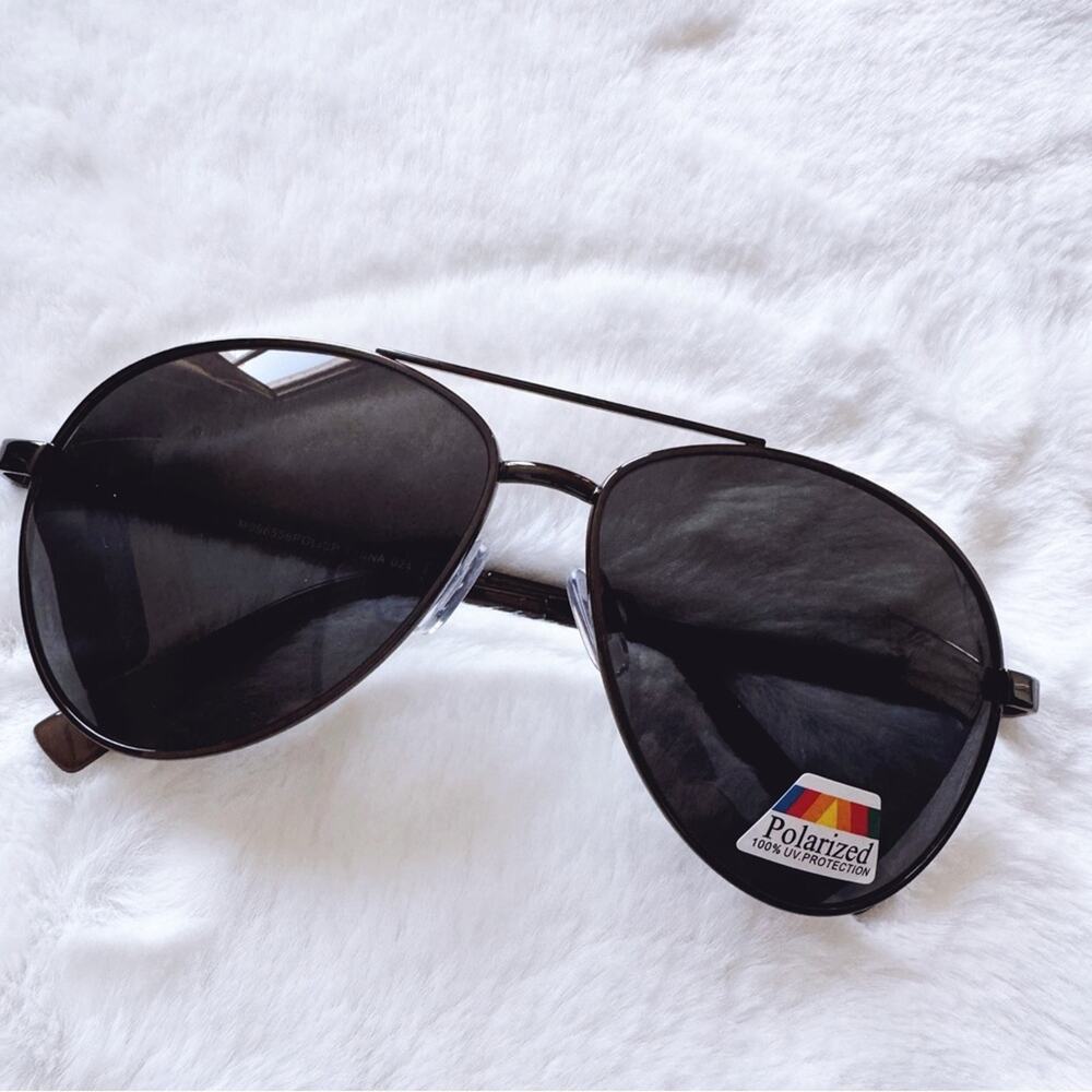 Irene Black Aviator Stylish Polarized Sunglasses